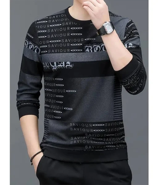 FABRIPPLE Men's Printed Full Sleeve Round Neck T-Shirt